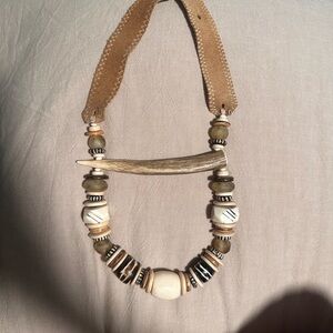 Brown and White Bohemian Beaded Necklace